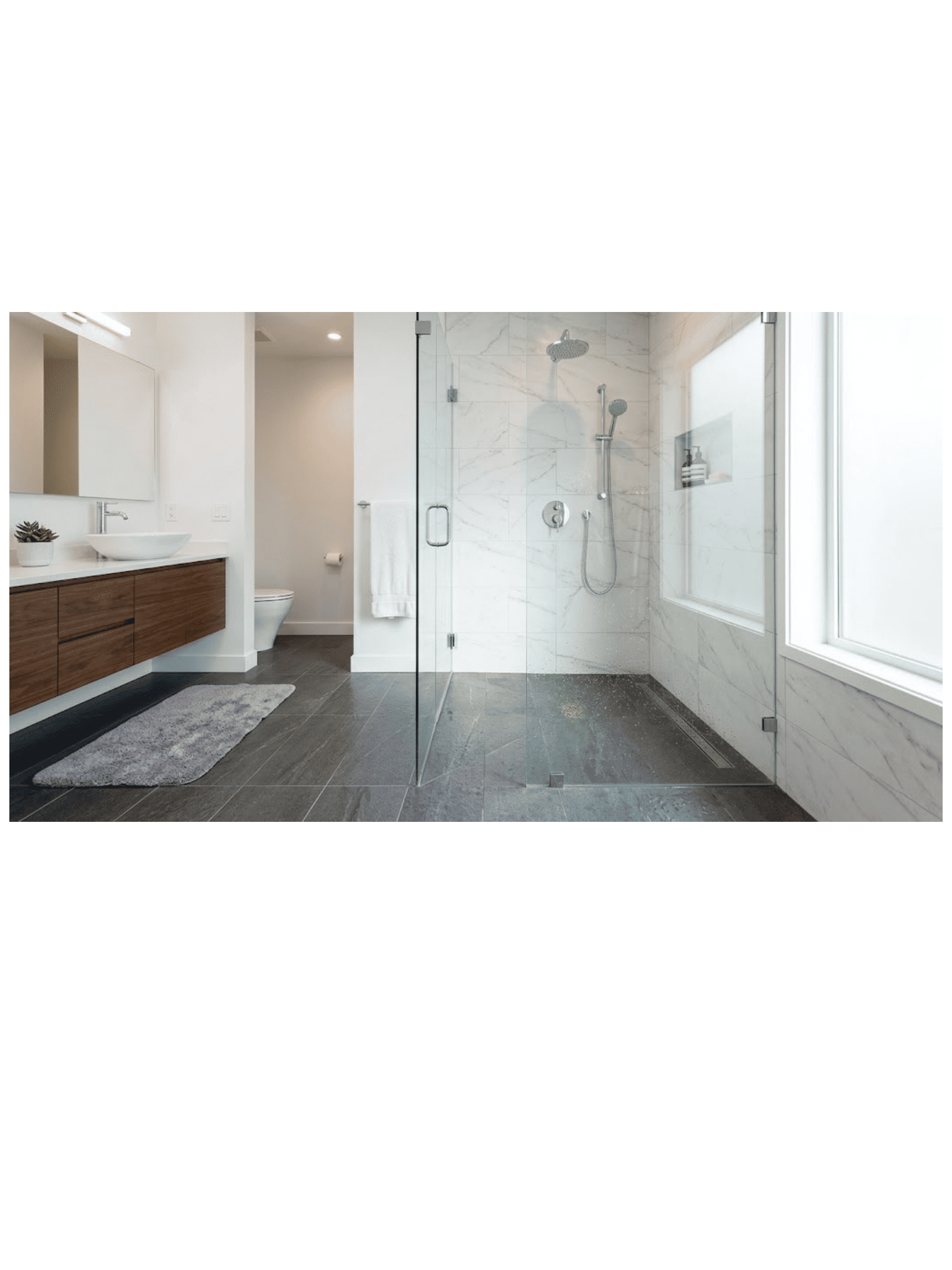 Curbless shower vintage Chicago bathroom -- Assembly Squad design studio