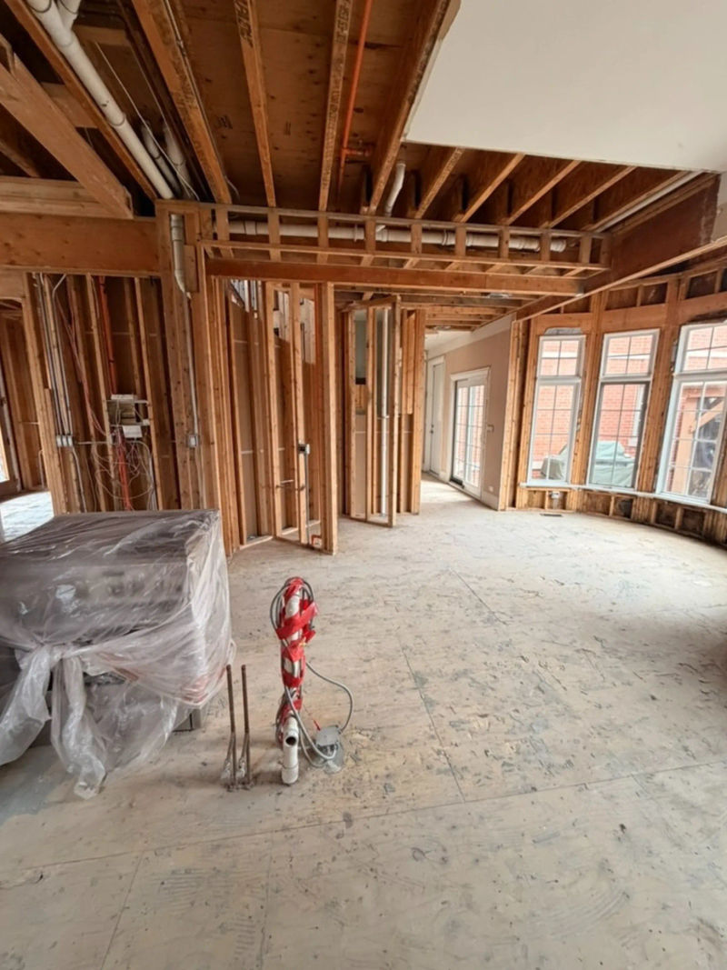 Wicker Park kitchen fully gutted before remodel -- stripped to studs Chicago