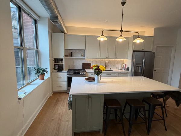 Lincoln Park kitchen after luxury renovation - modern white kitchen