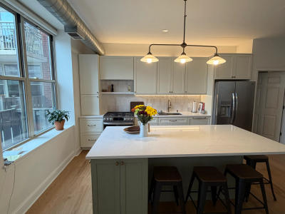 Modern pendant lighting West Loop condo kitchen remodel -- 1001 W Madison