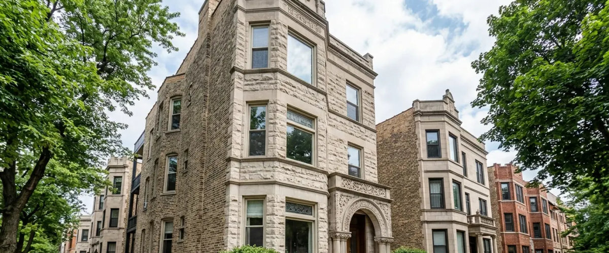 Original millwork restoration in Chicago greystone -- built-in hutch, hardwood floors, original trim -- Assembly Squad Remodeling