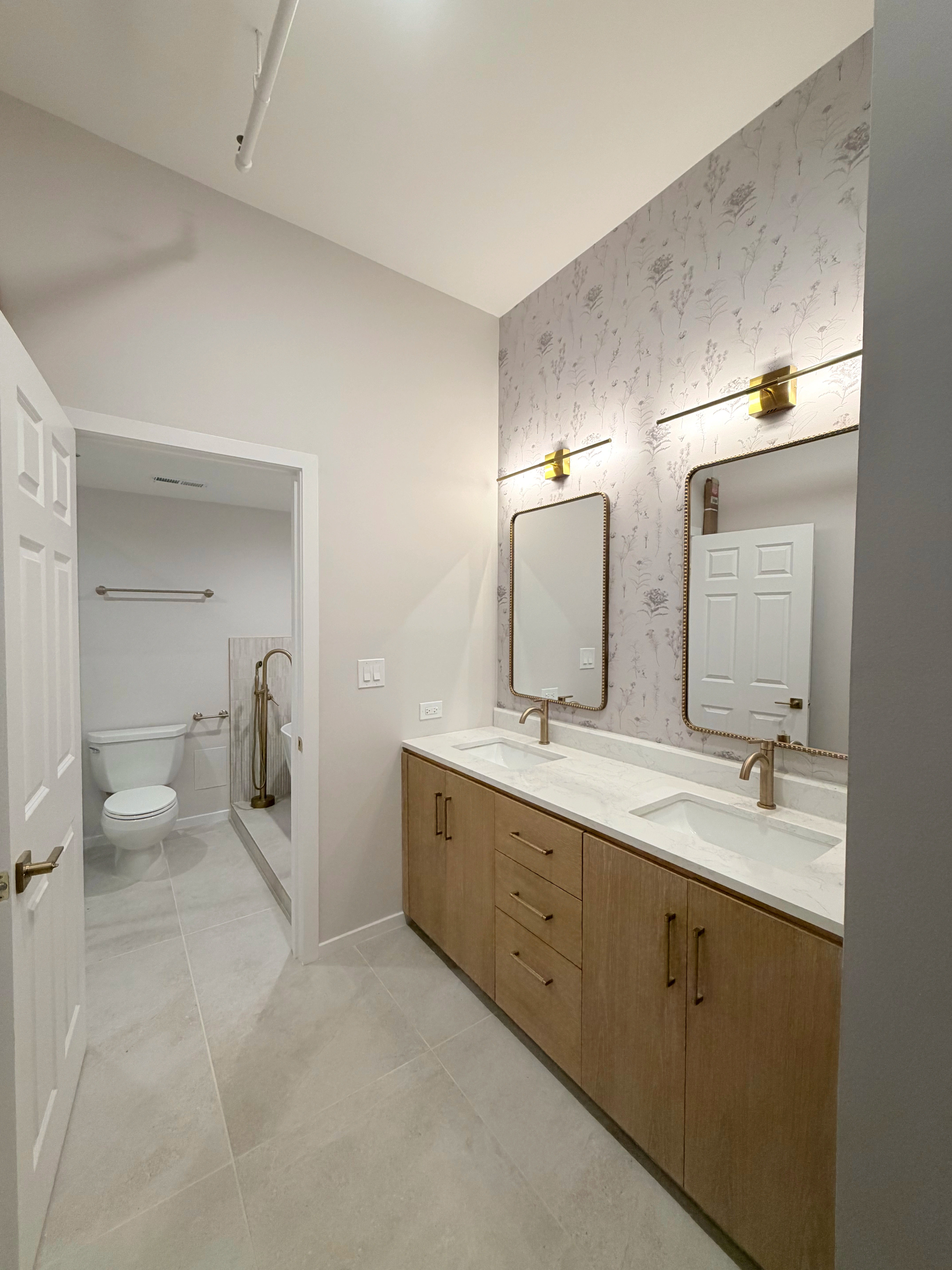 After -- completed primary bathroom at 420 S Clinton St, Gotham Lofts, West Loop, by Assembly Squad
