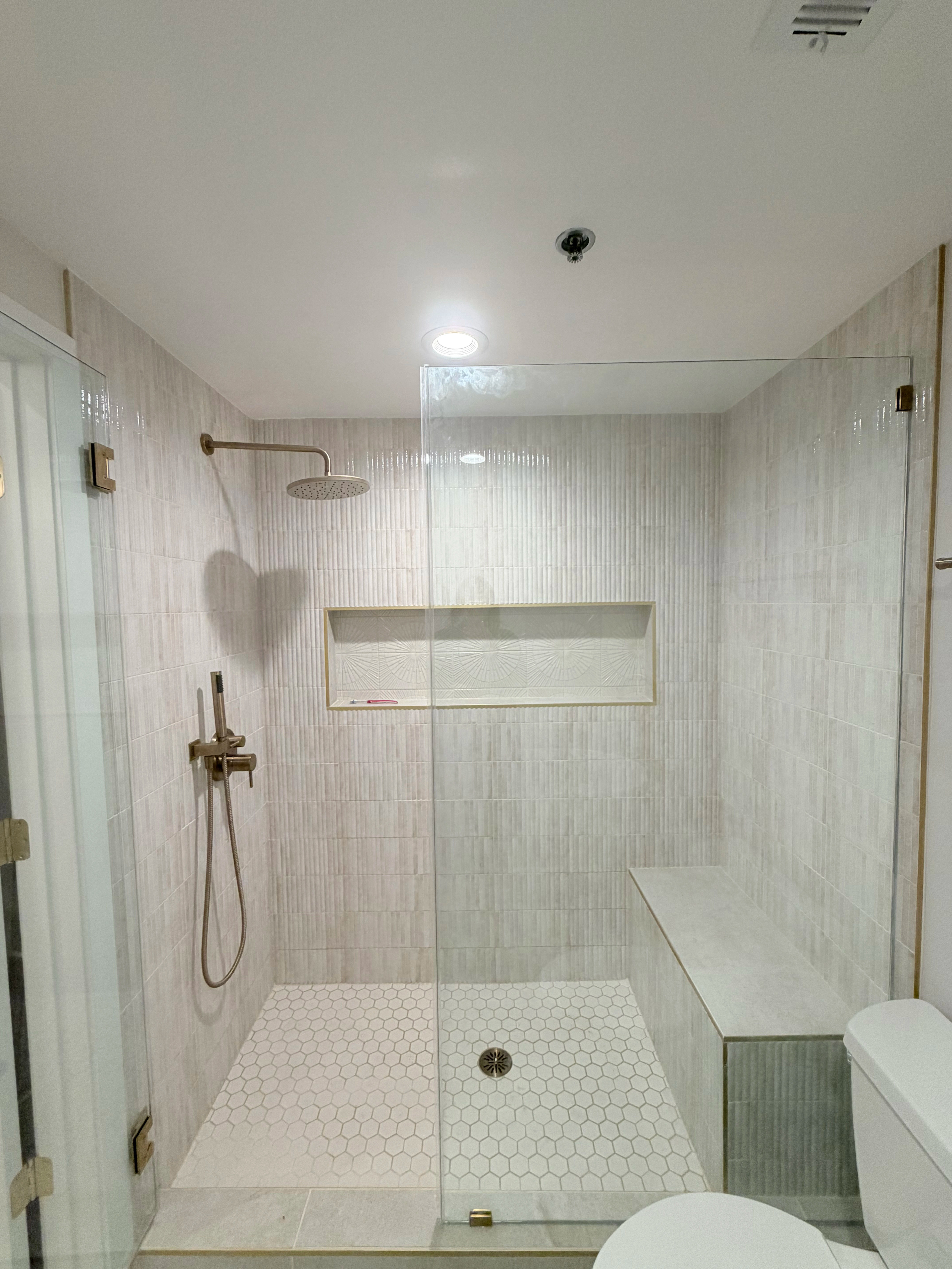 After -- completed West Loop primary bathroom remodel at 420 S Clinton, Gotham Lofts