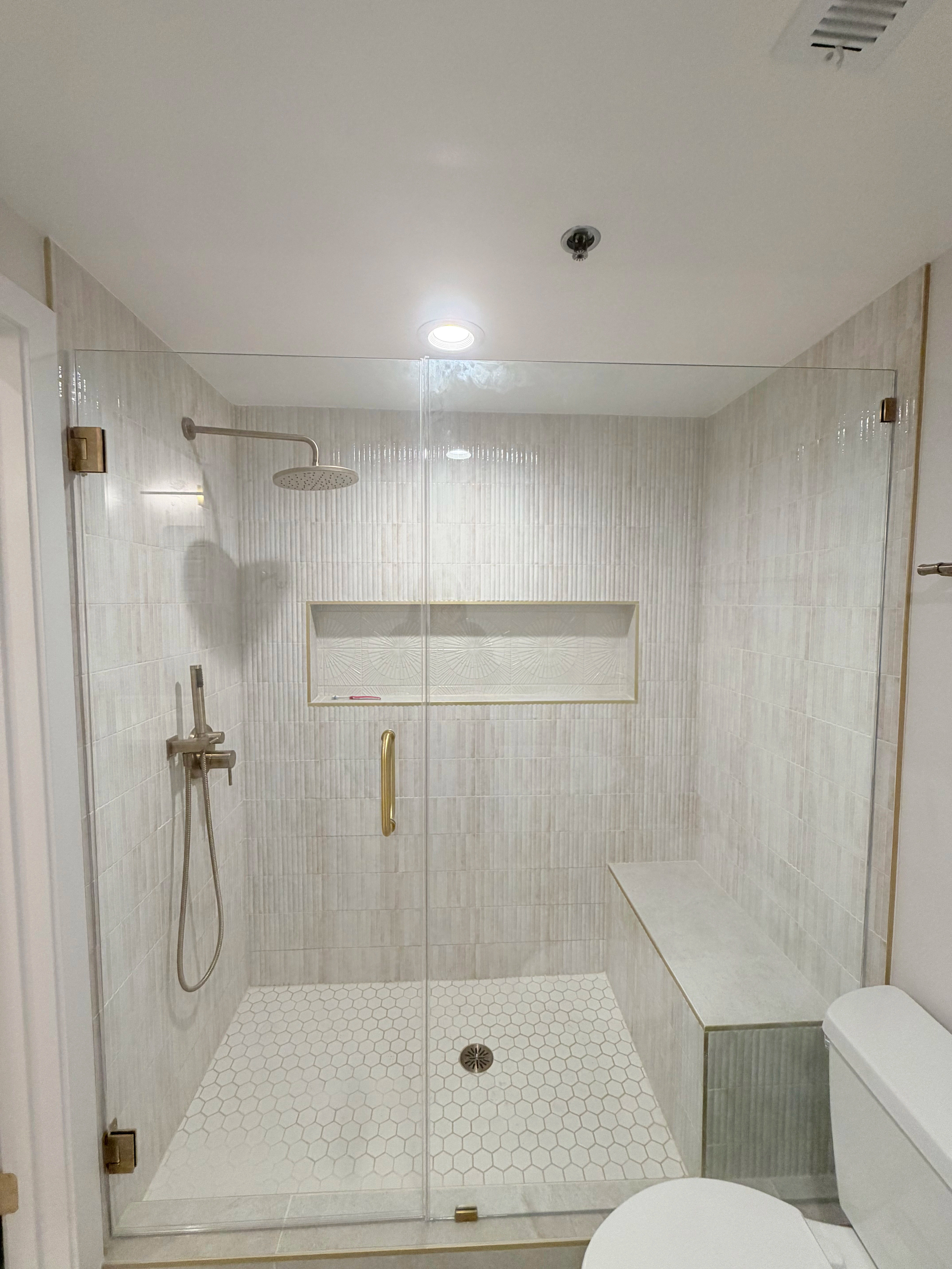 After -- completed primary bathroom at 420 S Clinton St, Gotham Lofts, West Loop, by Assembly Squad
