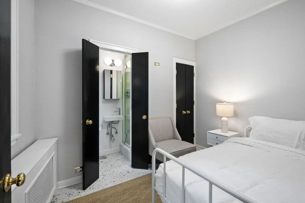 1242 N Lake Shore Drive renovated bathroom view -- Gold Coast pre-war co-op renovation Chicago