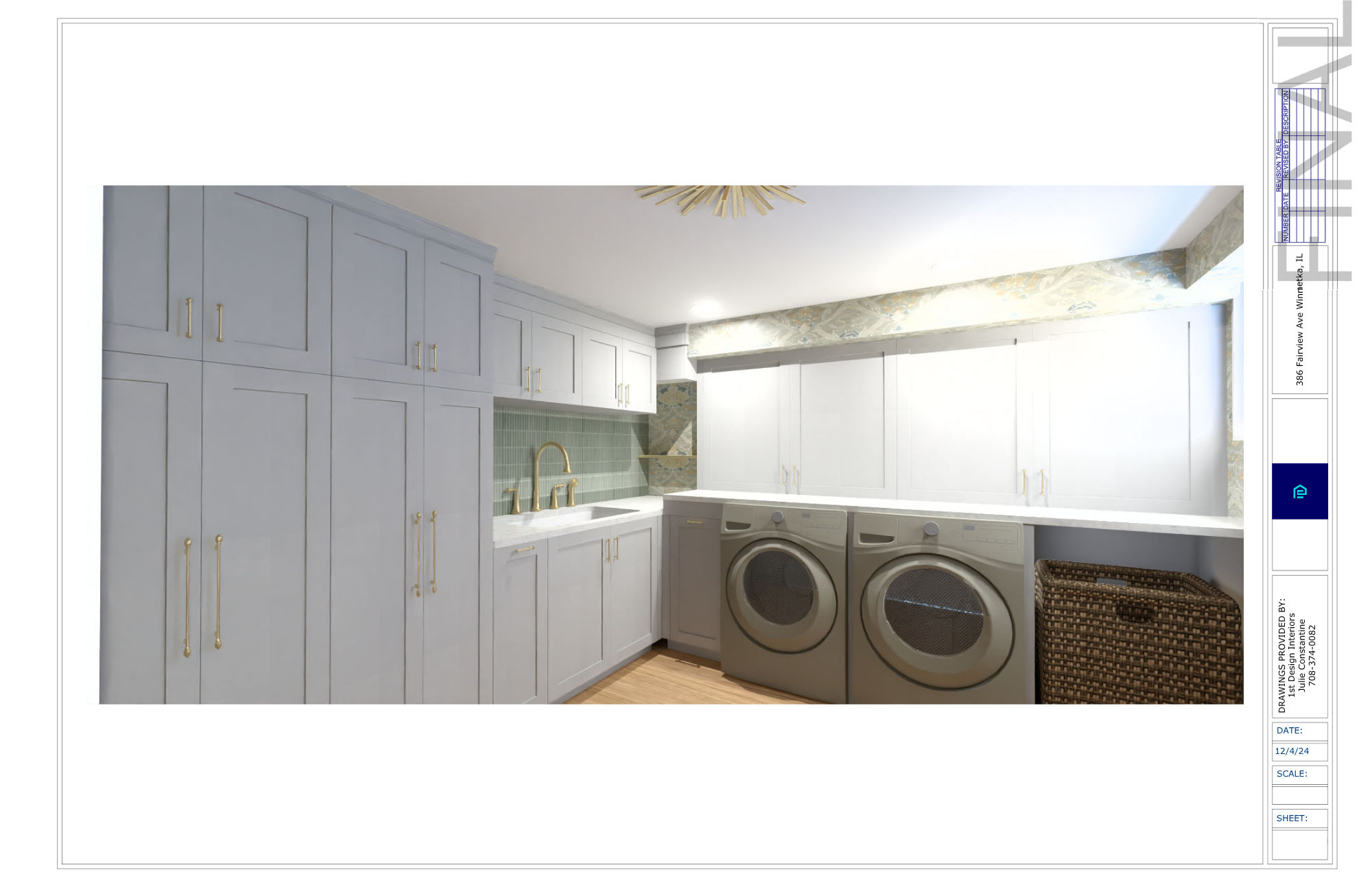 Basement designer Winnetka - professional elevation drawings