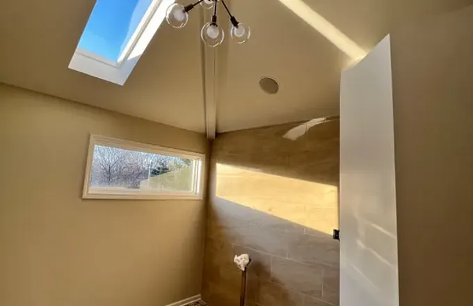 Bucktown modern bathroom remodel with custom tile by Assembly Squad