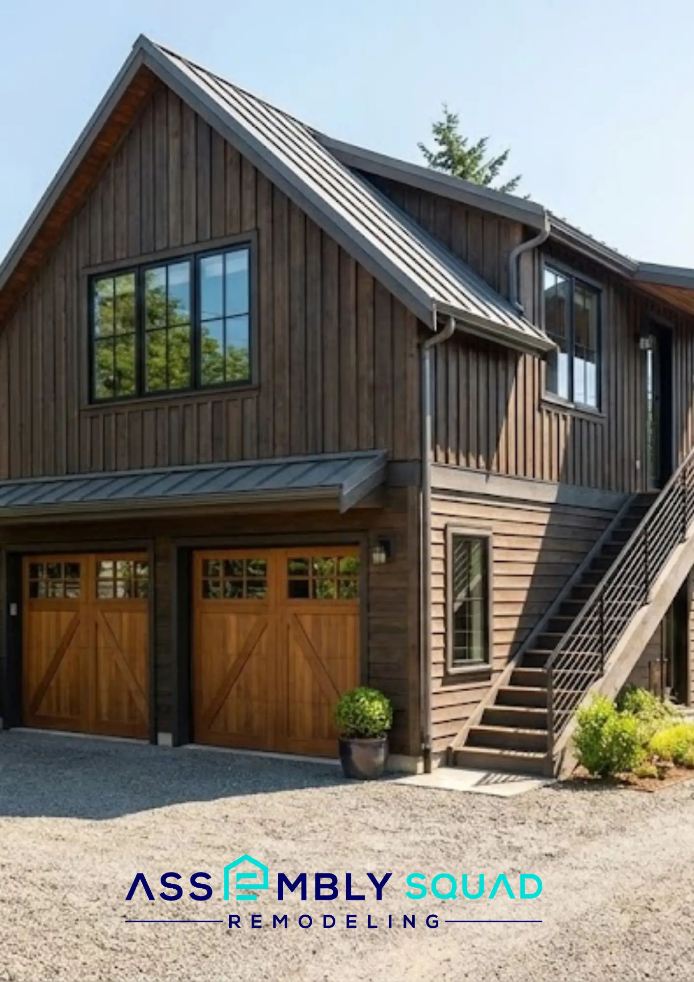 Modern Chicago coach house ADU with garage below and living space above in Lincoln Park