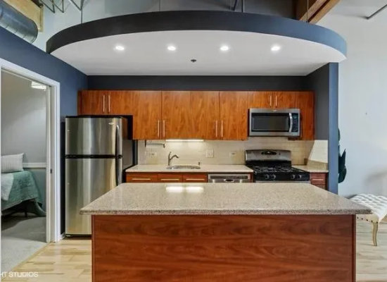 South Loop loft kitchen before renovation -- S Indiana Ave Chicago