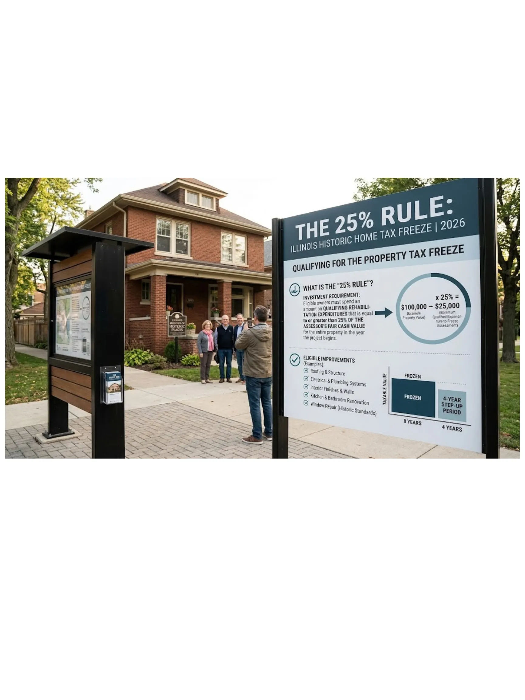 Illinois historic home tax freeze 25 percent rule guide -- Chicago and North Shore homeowner property tax savings