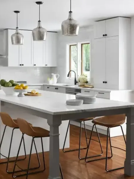 After luxury kitchen renovation in Barrington with custom cabinetry