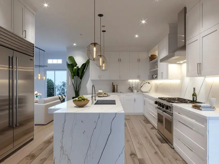 Illinois-made custom cabinetry in Lakeview kitchen