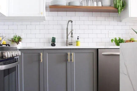 Kitchen workspace and countertop West Loop condo renovation Chicago