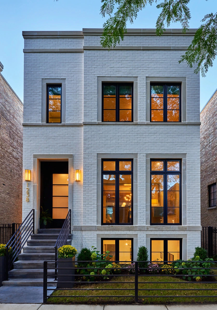 Chicago two-flat brick building undergoing renovation