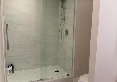 New floor tiles 680 N Lake Shore Drive bathroom remodel Streeterville Chicago