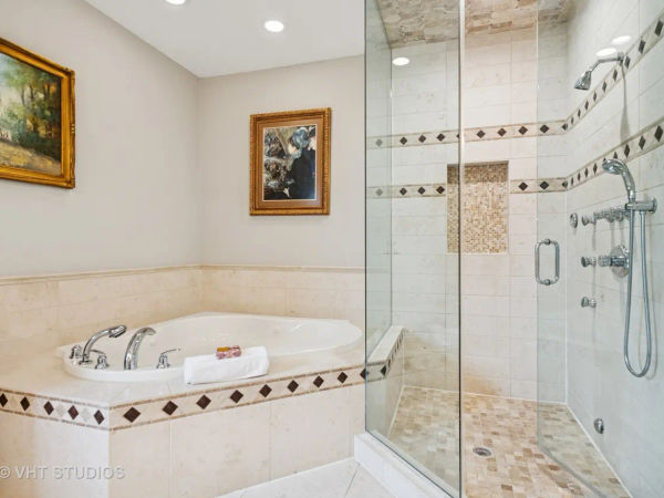 Lincoln Park bathroom before renovation - outdated fixtures and dated design