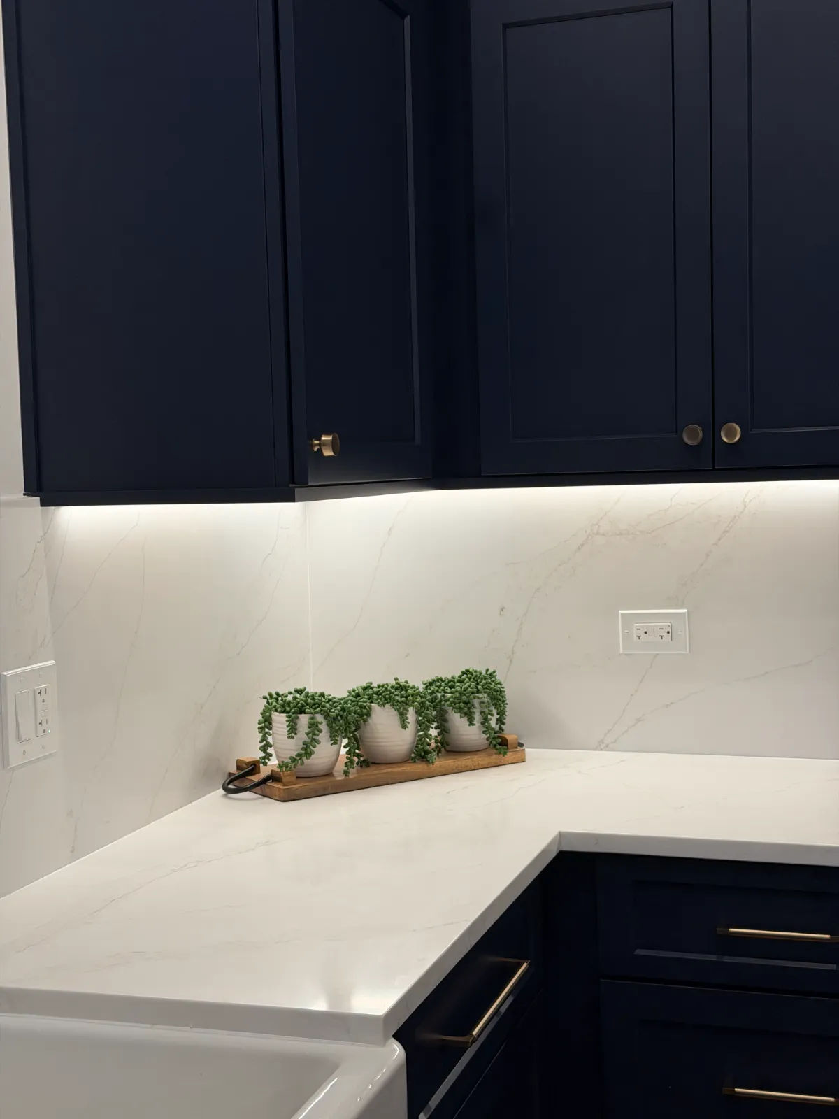 Wicker Park kitchen corner detail with lighting