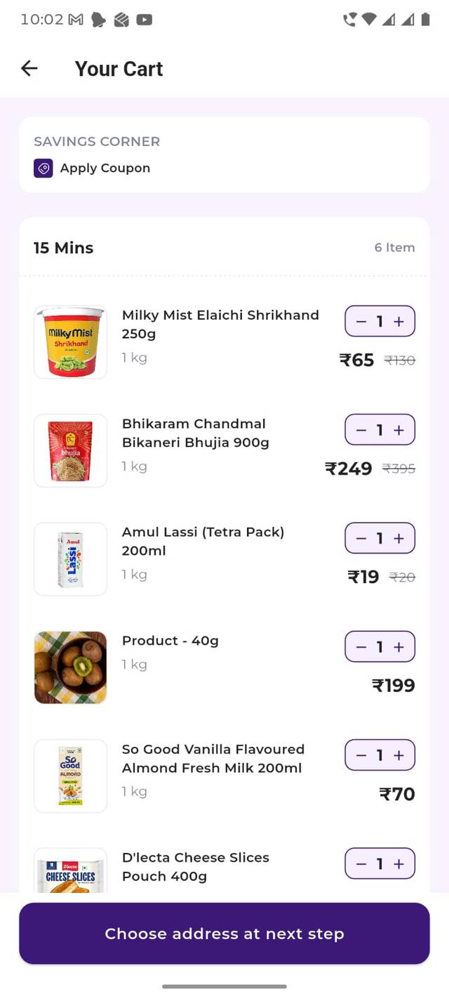 Cart & checkout — QuickBazaria Customer app built by Hexanova