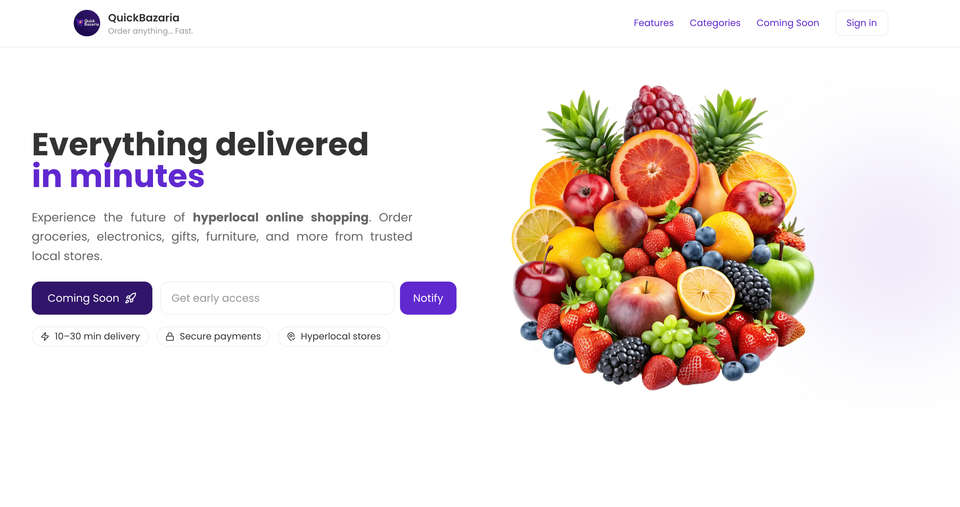 QuickBazaria product interface