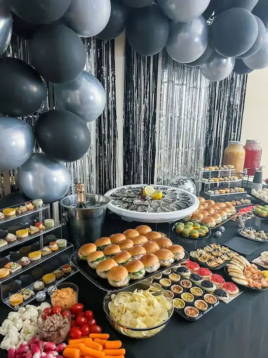 Buffet setup for a graduation party
