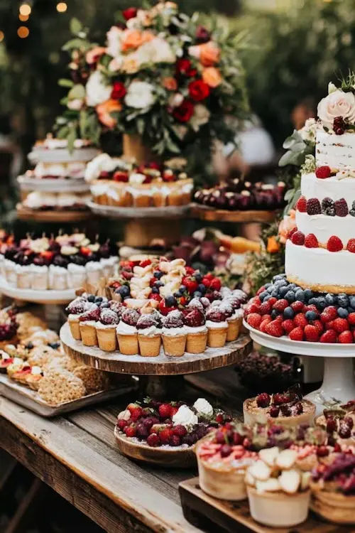 Beautifully arranged wedding appetizers