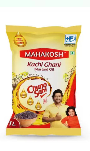 Mahakosh Kacchi Ghani Pure Mustard Oil Pouch (Sorioh Tel)  (1 L)