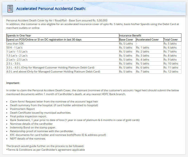 Hdfc: Accelerated Personal Accidental Death