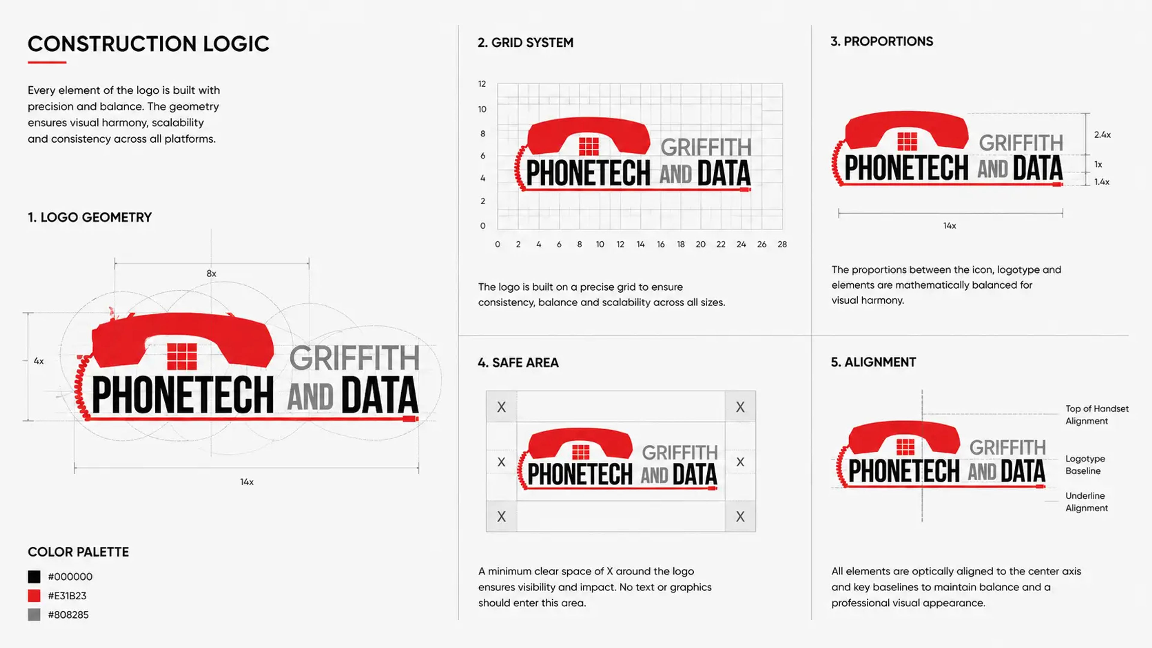 Griffith Phonetech & Data — logo construction logic.