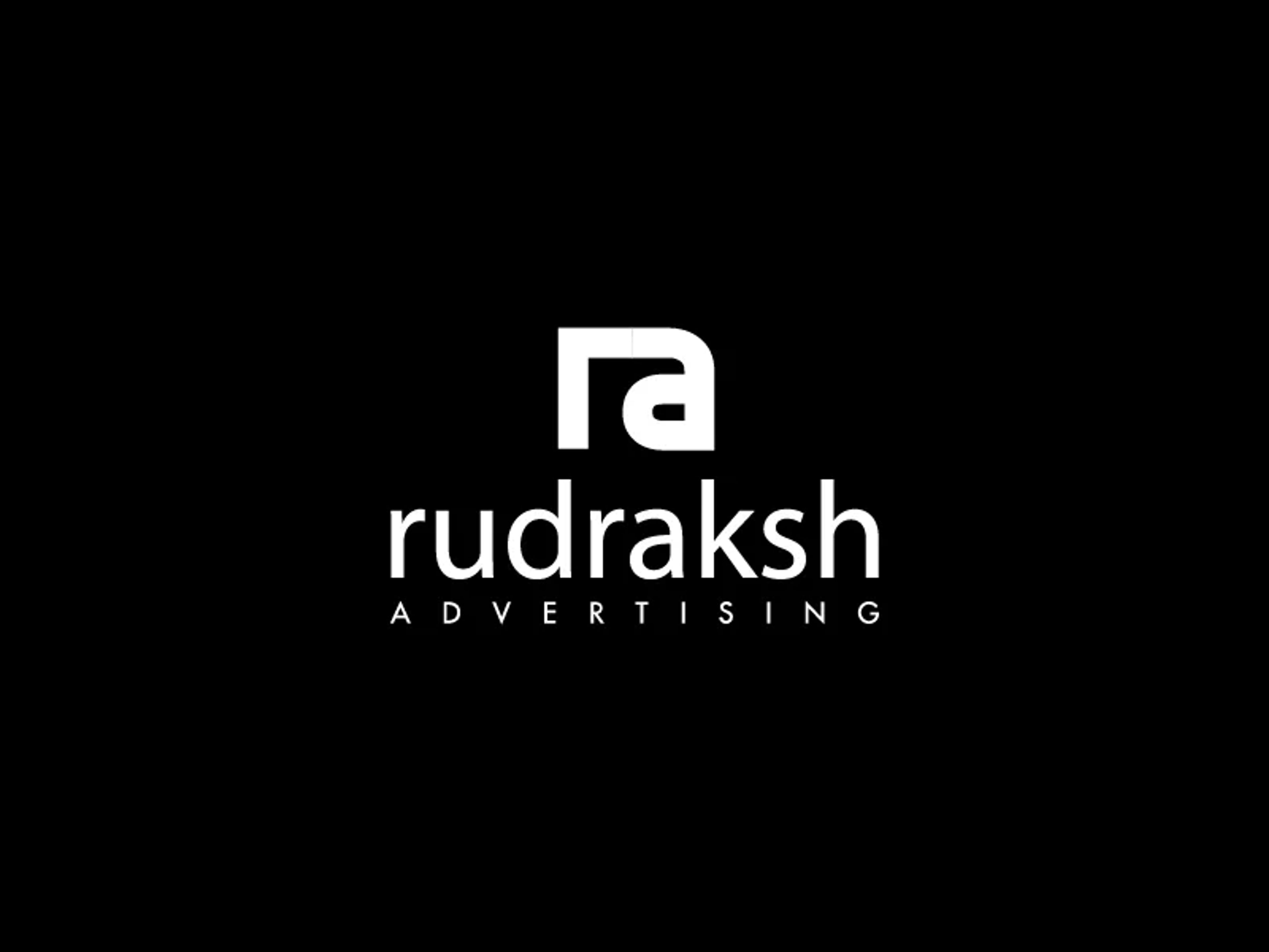 Rudraksh Advertising logo — Dark background