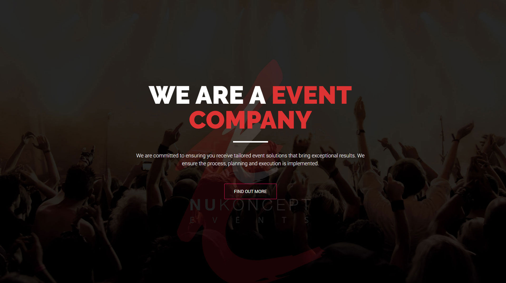 NuKoncept Events — WordPress events website screenshot