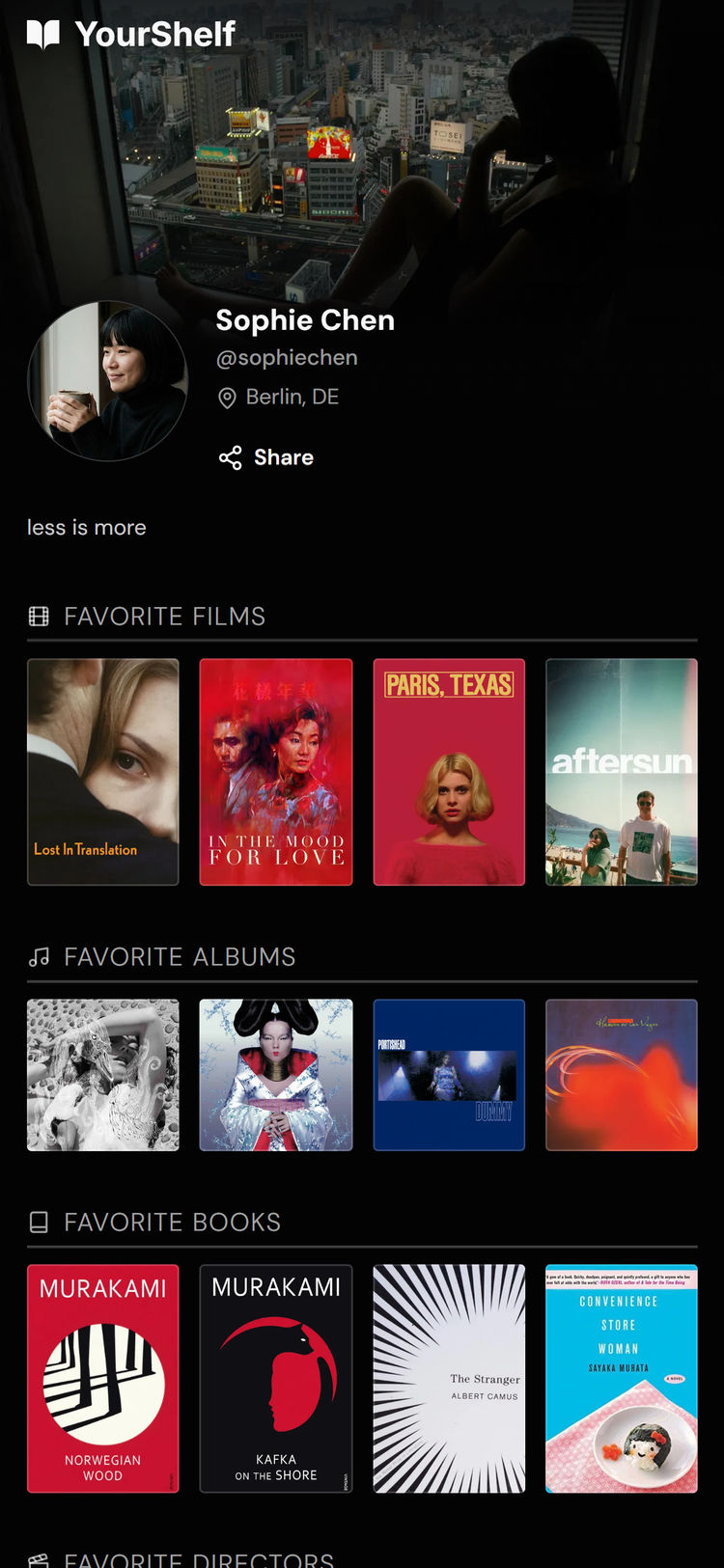 Example yourshelf profile