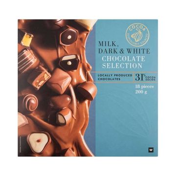 Milk, Dark and white chocolate selection 