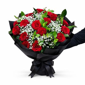 Classic Romance Red Roses & Gypsophila Bouquet | Johannesburg Flower Delivery – Gemma Bloom