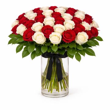 Red & White Rose Vase Arrangement | Johannesburg Flower Delivery – Gemma Bloom Fine Flowers