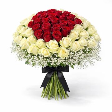 Romantic Red & White Rose Bouquet | Gemma Bloom Fine Flowers