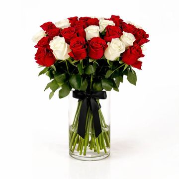 Red & White Rose Vase Arrangement | Johannesburg Flower Delivery – Gemma Bloom Fine Flowers