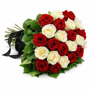 Red & White Rose Bouquet | Surprise Flower Delivery Johannesburg – Gemma Bloom Fine Flowers