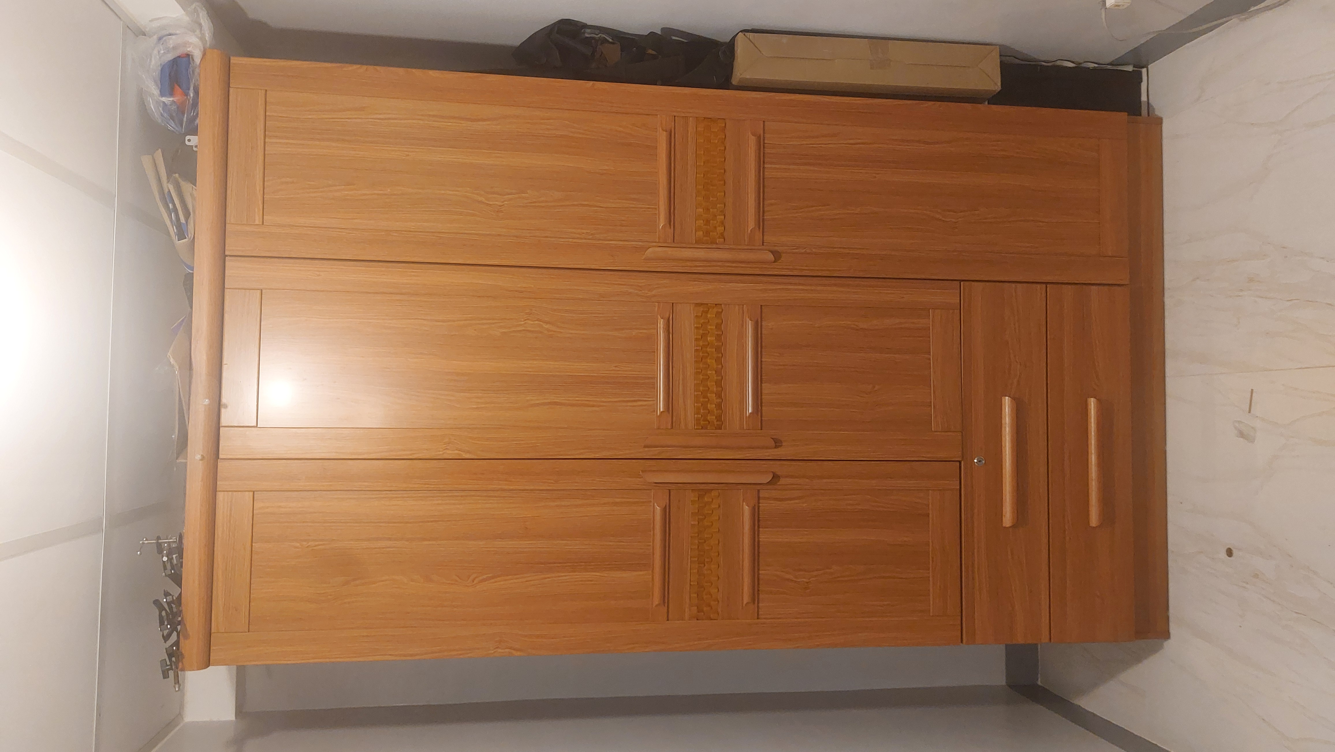 A wooden closet