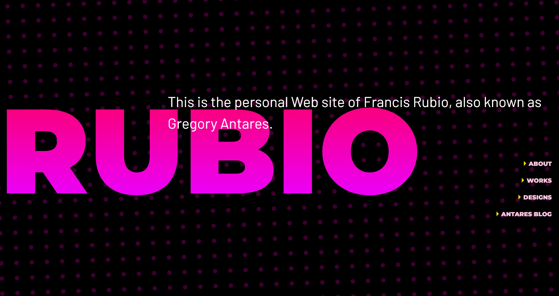 Screenshot of my first website's design.