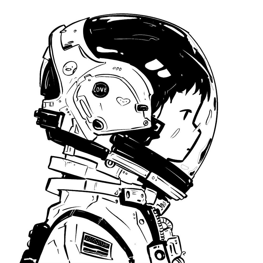 In the heart of a transhumanist era, a side portrait reveals a figure gazing sideways, their somber expression encased in a vast crystal astronaut helmet. The helmet, grand and clear, contrasts their contemplative demeanor, suggesting a journey not just through space, but through the depths of human and technological evolution.