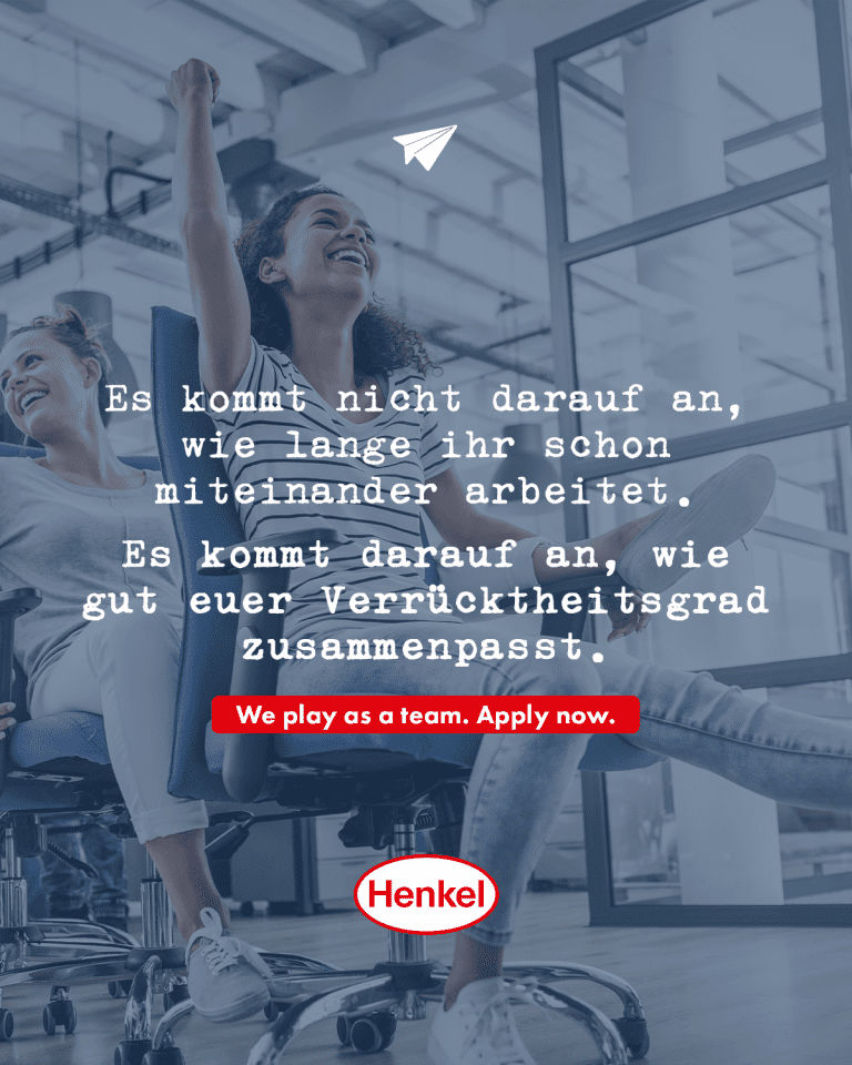 Es kommt nicht darauf an, wie lange ihr schon miteinander arbeitet. Es kommt darauf an, wie gut euer Verrücktheitsgrad zusammenpasst. Social-Media-Kampagne für Henkel.