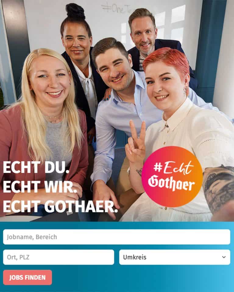 Formular von Gothaer Versicherungen zur Jobsuche. "Echt du. Echt wir. Echt Gothaer."