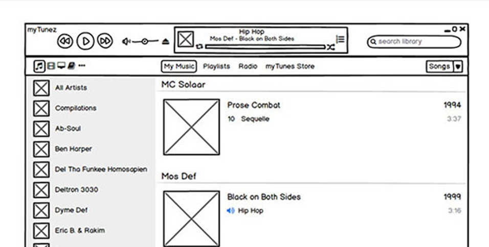 A graphic showing 'myTunez', an example music software.