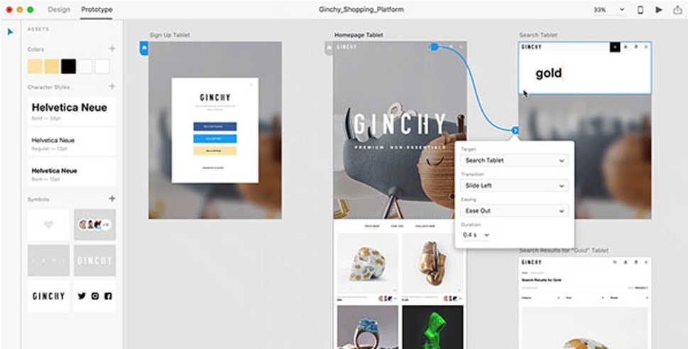 A prototype of the Ginchy shopping platform, featuring graphics that illustrate various aspects of the platform.