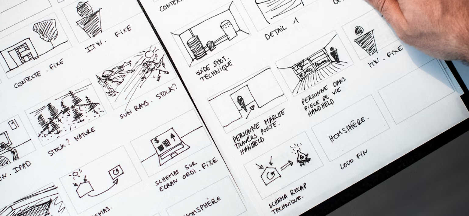 A piece of paper with small boxes that contain different drawings.