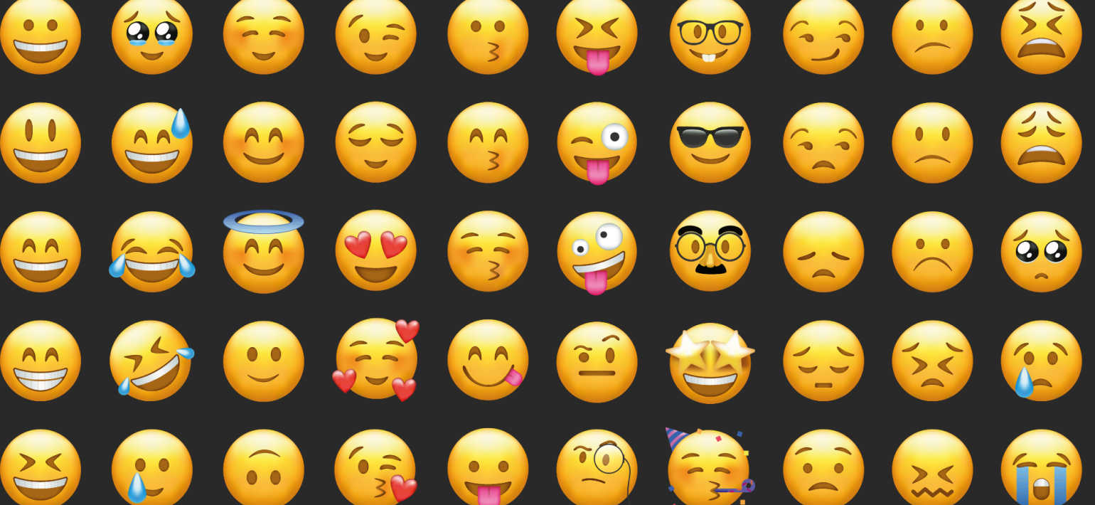 Five rows of emoji's with different facial expressions.