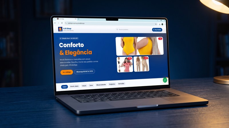 Loja e catálogo, site entregue pela Jordão Eng. Digital