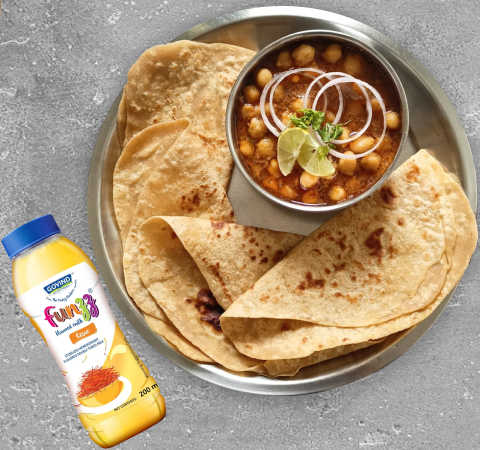 Amritsari Chole Roti + Kesar Elaichi Milk Combo-Railofy