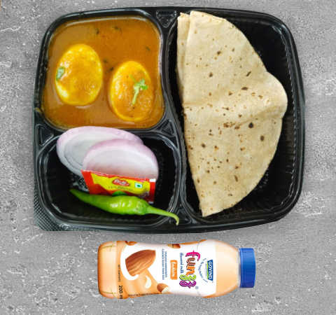 Egg Curry Roti Combo + Kesar Elaichi Milk Combo-Railofy