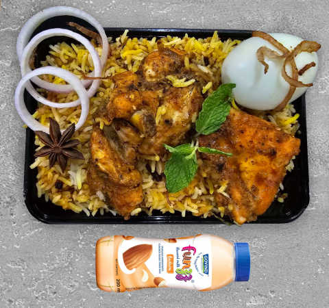 Chicken Dum Biryani ( Full - 750ml )  + Badam Milk Combo-Railofy